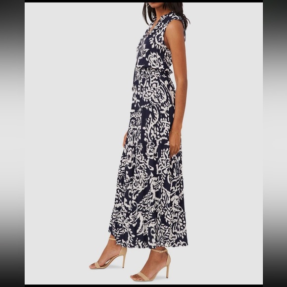 MSK Navy and White Print Maxi Dress - Picture 3 of 7